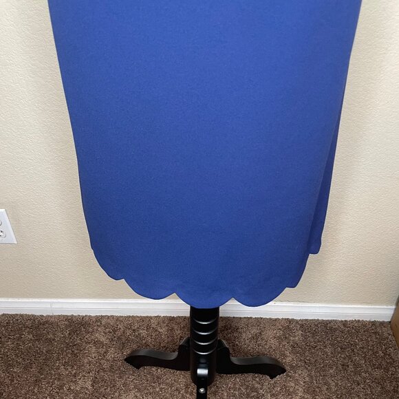 Glamour Vintage Cobalt Blue Scallop Edge Zip Midi Dress Sz 14 Occasion Modest - Picture 6 of 12